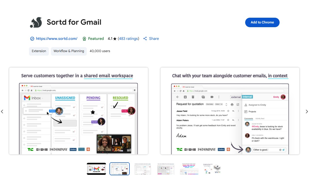 Sortd for Gmail extension