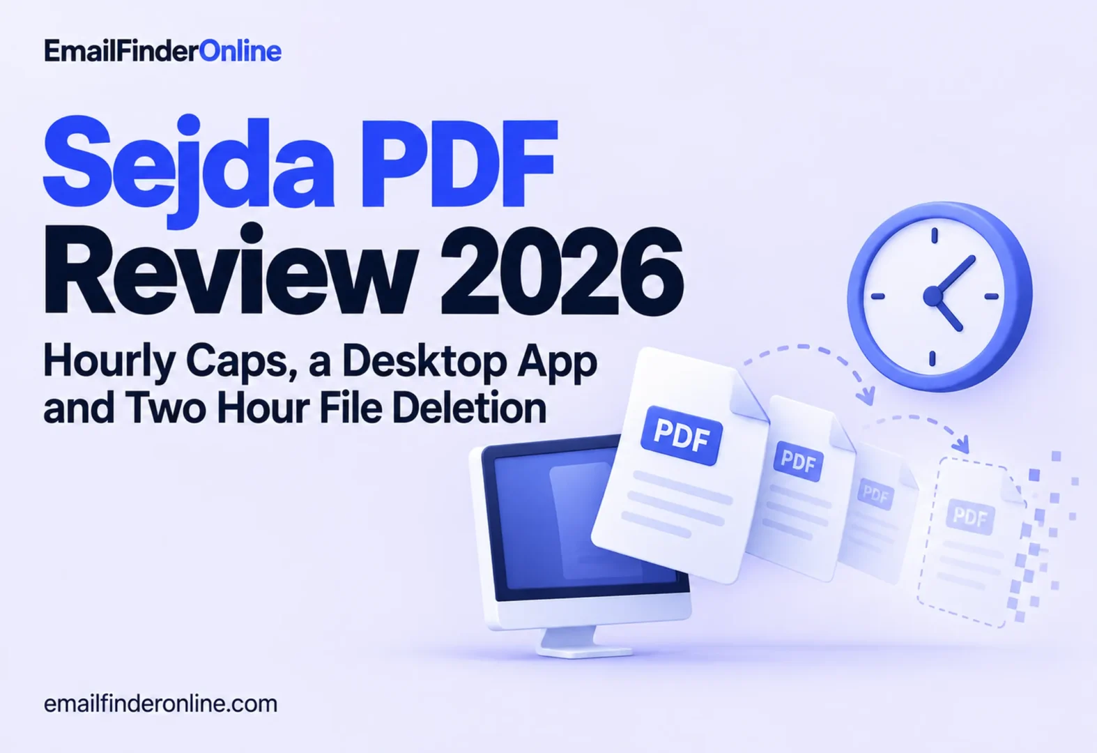 Sejda PDF Review 2026: Hourly Caps, a Desktop App and Two Hour File Deletion banner